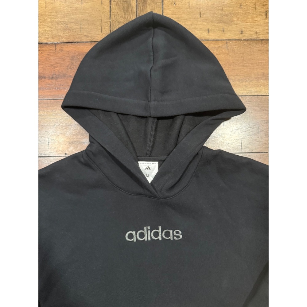Adidas Boys Essentials Linear Fleece Hoodie Black Pullover Size M 10/12 - Picture 3 of 3